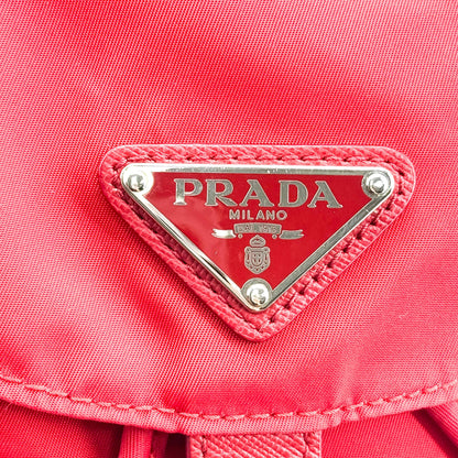 Prada Front Zip Drawstring Tessuto, Red, Nylon, Backpack