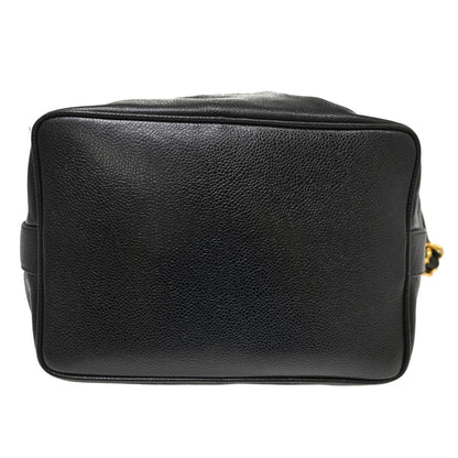Chanel Vintage CC Drawstring Chain Leather, Black, Leather, Shoulder Bag