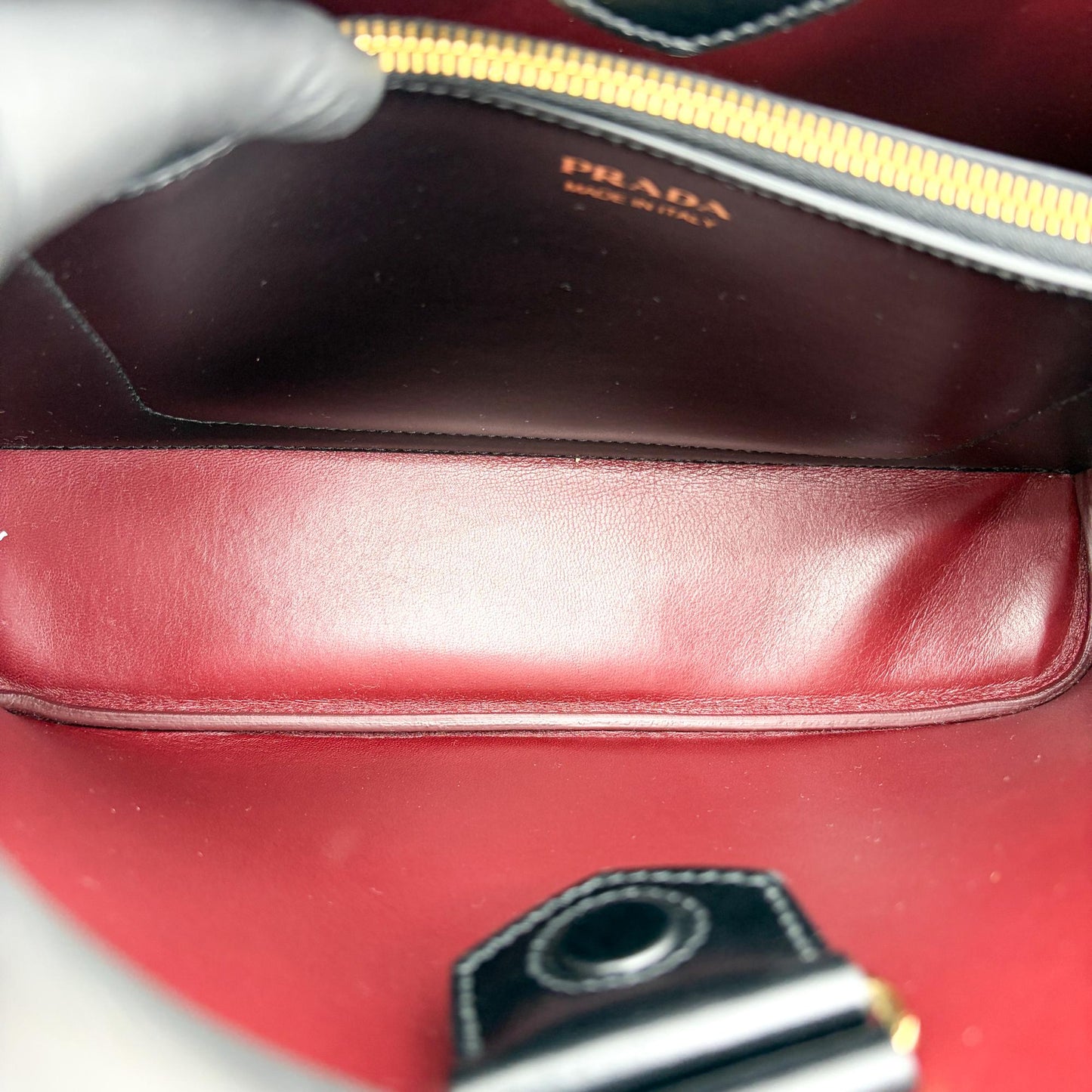 Prada Matinee Top Handle Saffiano Leather, Black, Leather, Handbag