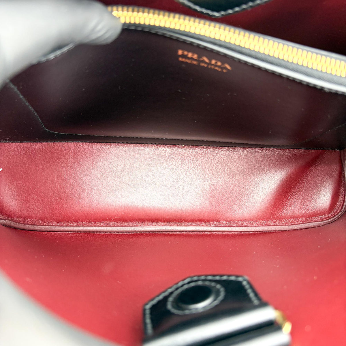 Prada Matinee Top Handle Saffiano Leather, Black, Leather, Handbag