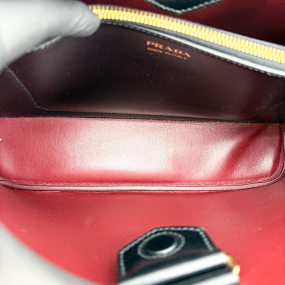Prada Matinee Top Handle Saffiano Leather, Black, Leather, Handbag