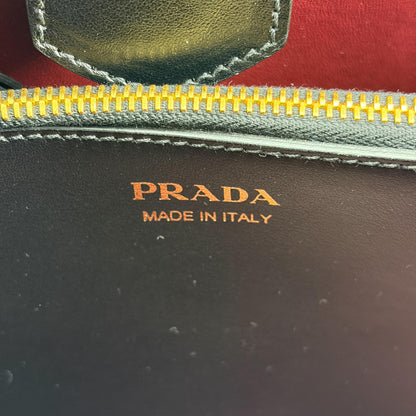Prada Matinee Top Handle Saffiano Leather, Black, Leather, Handbag