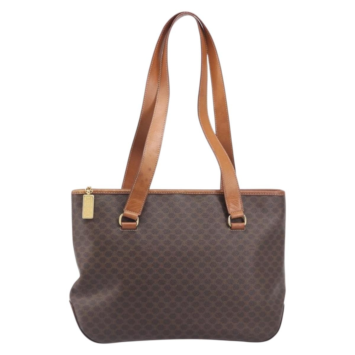 Celine Macadam Shoulder Leather, Brown, Canvas, Crossbody Bag