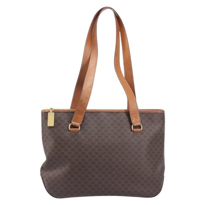 Celine Macadam Shoulder Leather, Brown, Canvas, Crossbody Bag