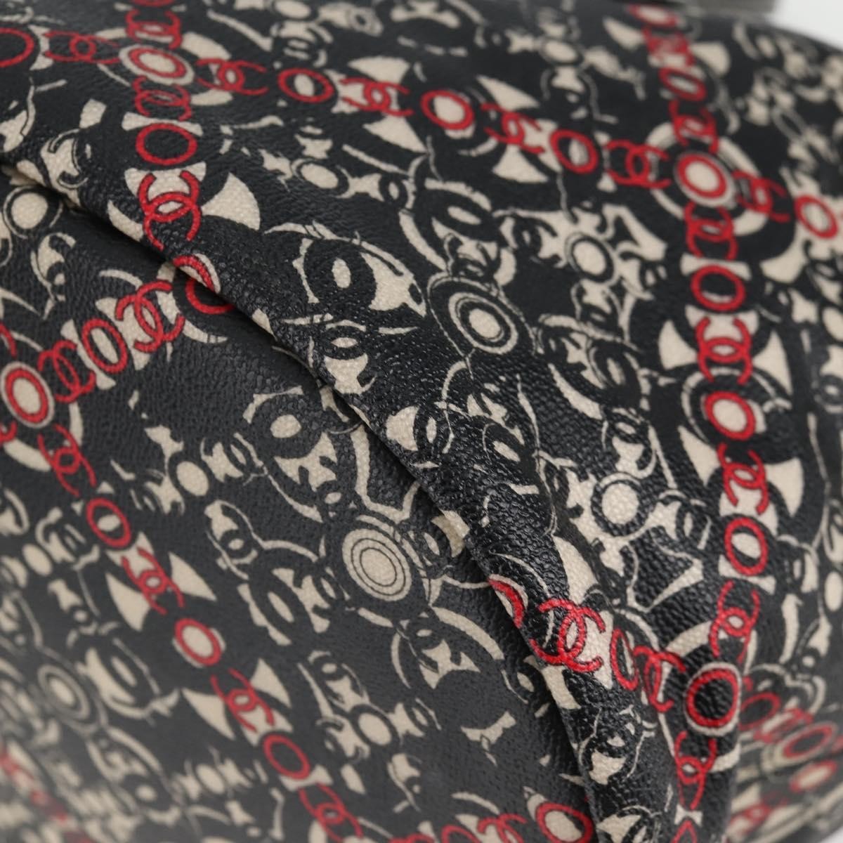 Chanel Optic Coco Bowler Printed Coated Canvas with Caviar, Black, Canvas, Handbag