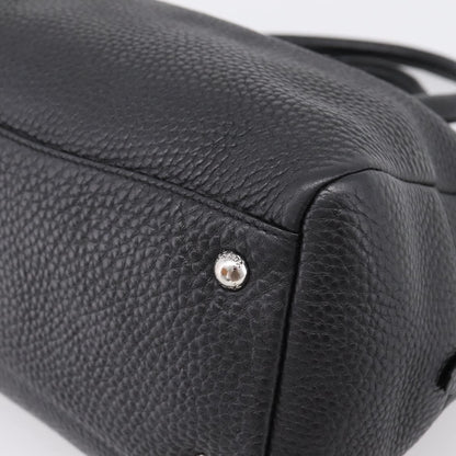 Prada Convertible Zip Satchel Vitello Daino, Black, Leather, Handbag