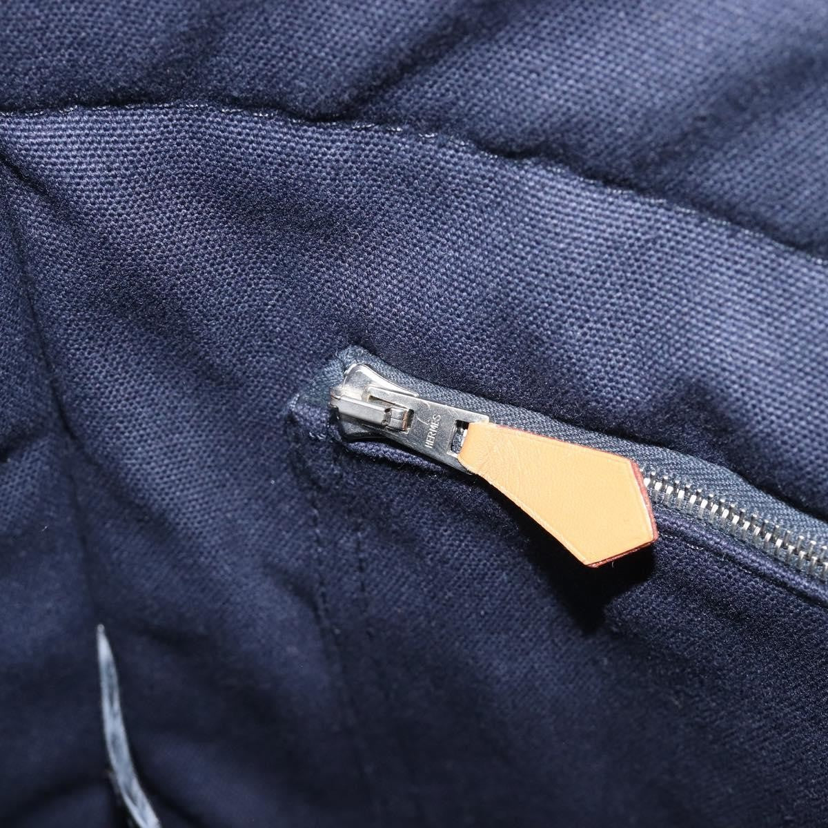 Hermes Fourre Tout Toile, Navy, Canvas, Tote Bag