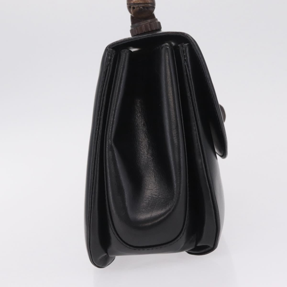 Gucci Vintage Bamboo Top Handle Leather, Black, Leather, Handbag