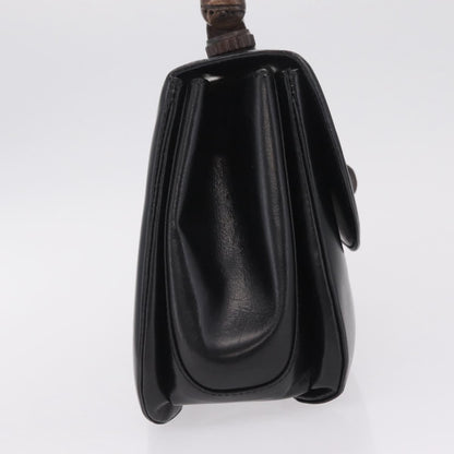 Gucci Vintage Bamboo Top Handle Leather, Black, Leather, Handbag