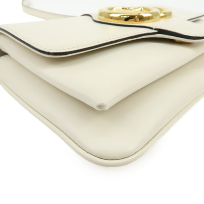 Gucci Arli Leather, White, Leather, Shoulder Bag