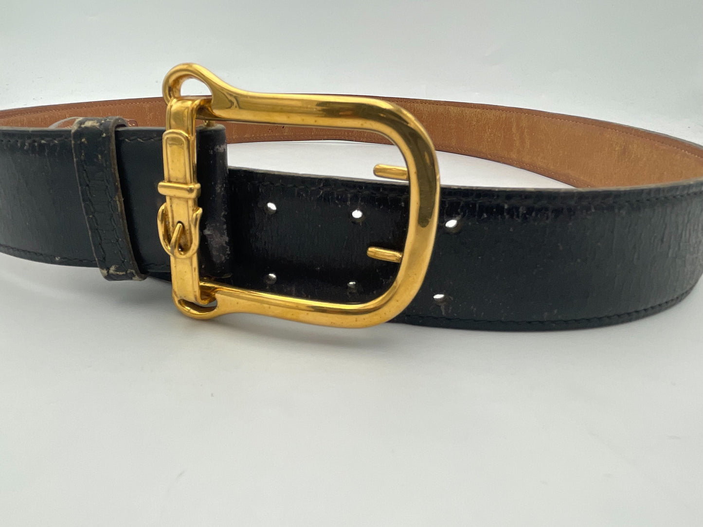 Hermes Buckle Belt Canvas, Black, Leather, Belt