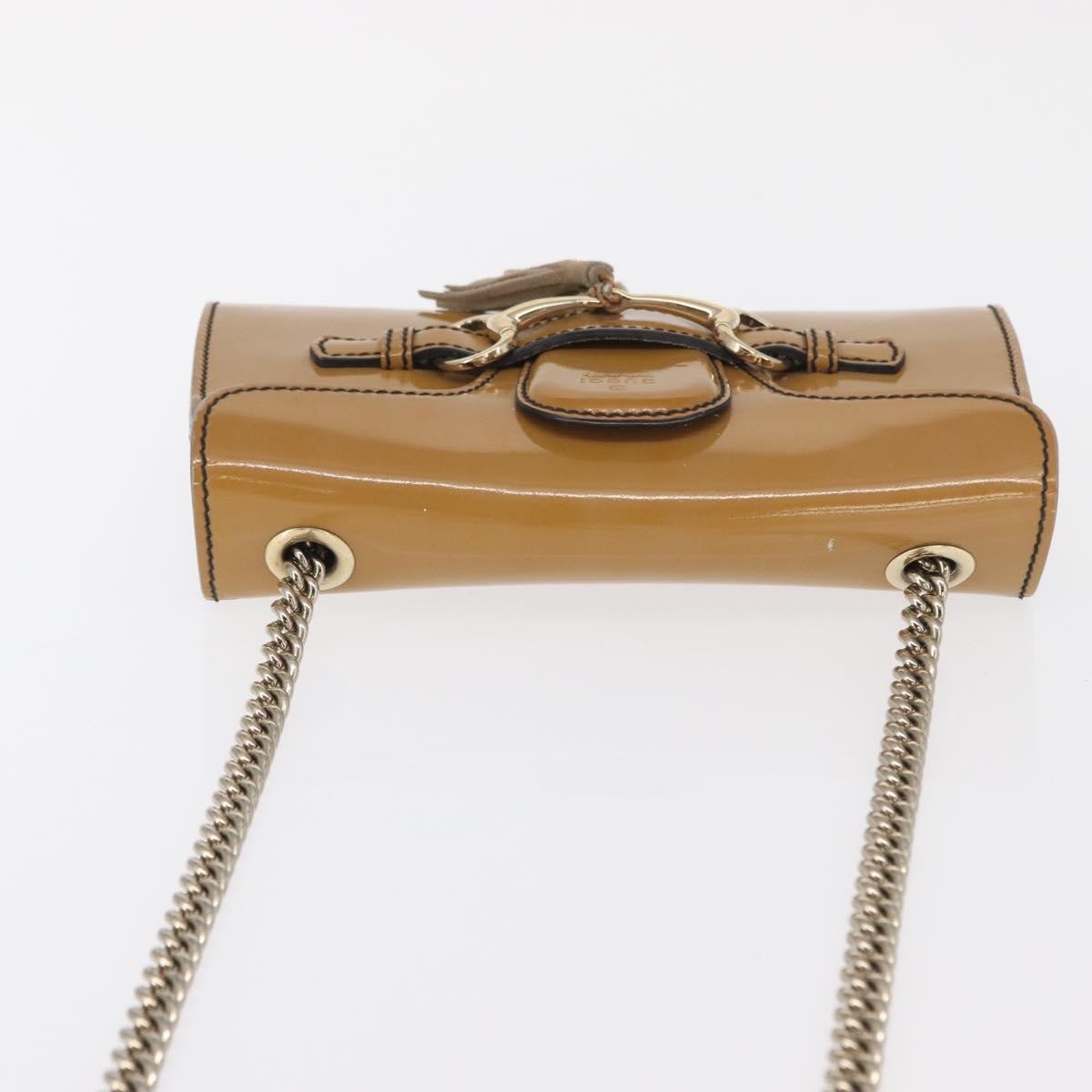 Gucci Emily Chain Flap Patent, Beige, Patent Leather, Shoulder Bag