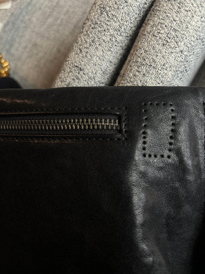 Giorgio Armani Sac bandoulière en cuir leather, BLACK, LEATHER, Shoulder bag