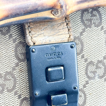 Gucci Bamboo Bullet GG Canvas, Brown, Canvas, Handbag