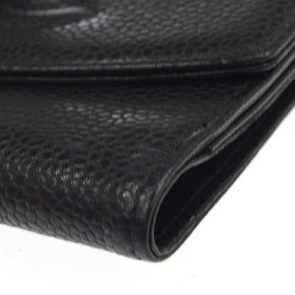 Chanel Vintage Timeless Bifold Caviar, Black, Leather, Wallet