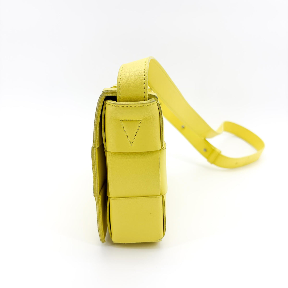 Bottega Veneta Cassette Maxi Intrecciato Leather, Yellow, Leather, Crossbody Bag