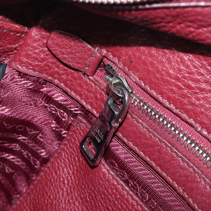 Prada Front Pocket Pushlock Convertible Boston Vitello Daino, Burgundy, Leather, Handbag