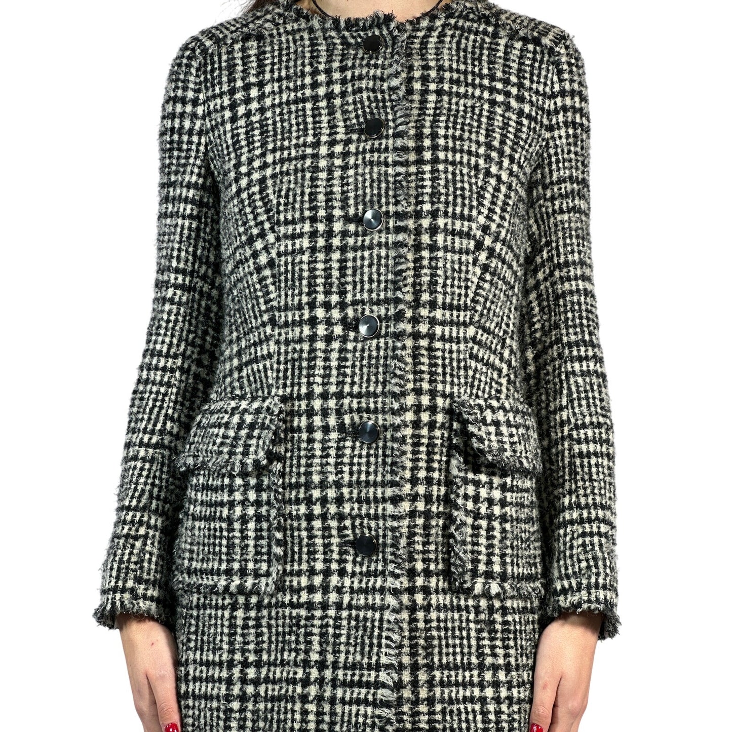 BROOKS BROTHERS Tweed Fringe Coat