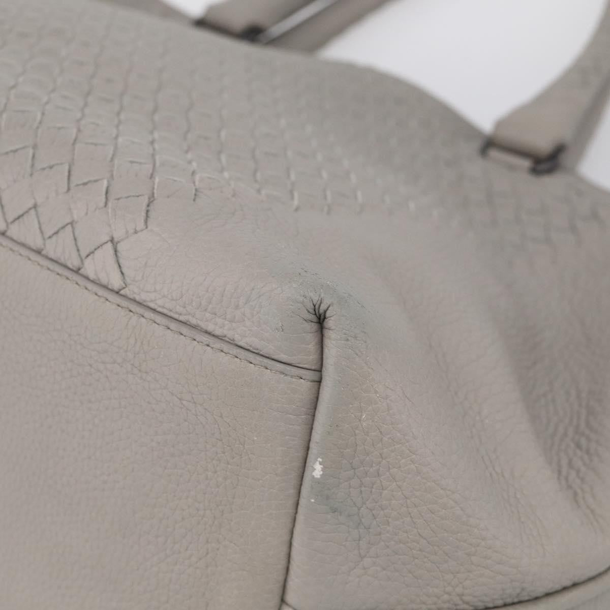 Bottega Veneta Side Snap Leather and Intrecciato Nappa, Gray, Leather, Tote Bag