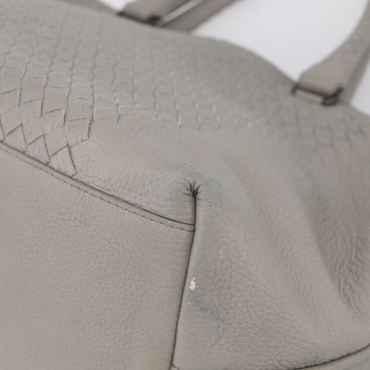 Bottega Veneta Side Snap Leather and Intrecciato Nappa, Gray, Leather, Tote Bag