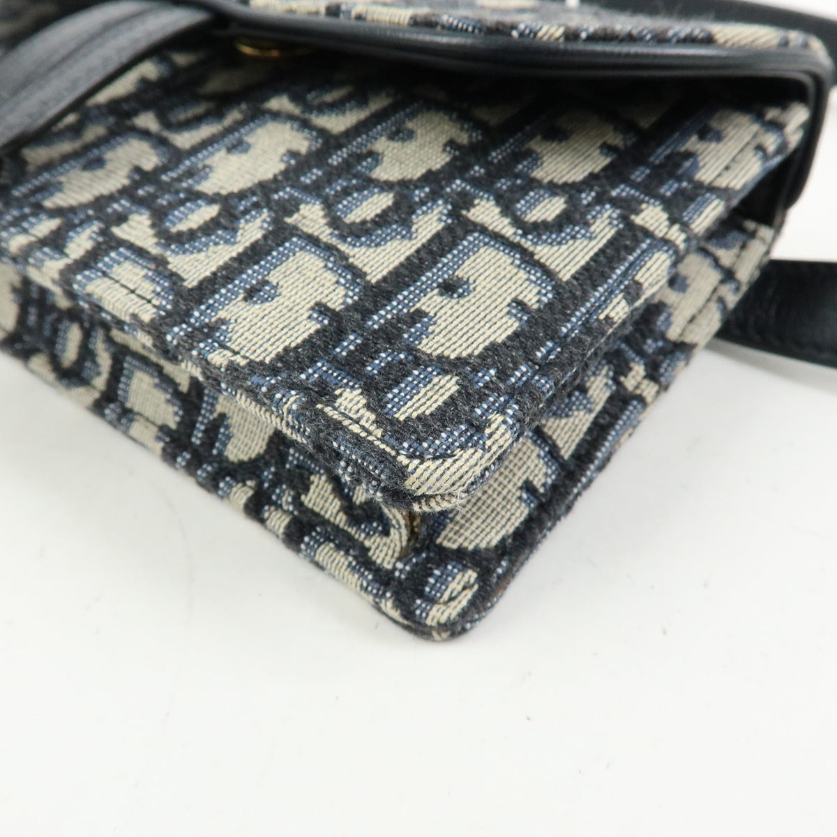 Christian Dior Saddle Belt Oblique Canvas, Navy, Canvas, Handbag