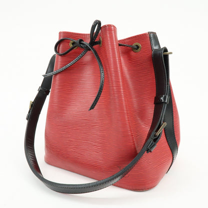 Louis Vuitton Bicolor Petit Noe Epi Leather, Red, Leather, Handbag