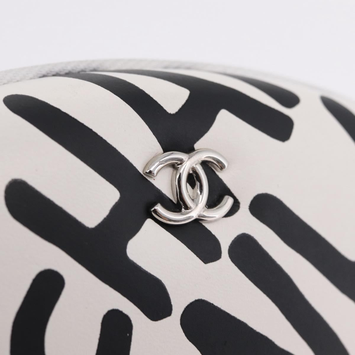 Chanel Coco Neige Zip Around Sunglasses Case with Chain Printed Leather, White, Leather, Sunglasses