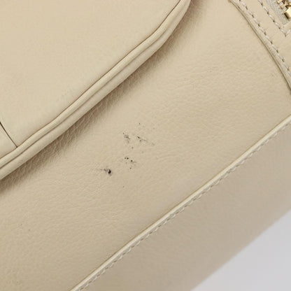 Celine Vintage Kisslock Frame Leather, Beige, Leather, Handbag