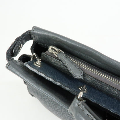 Fendi Selleria Peekaboo Grainy Leather, Gray, Leather, Handbag
