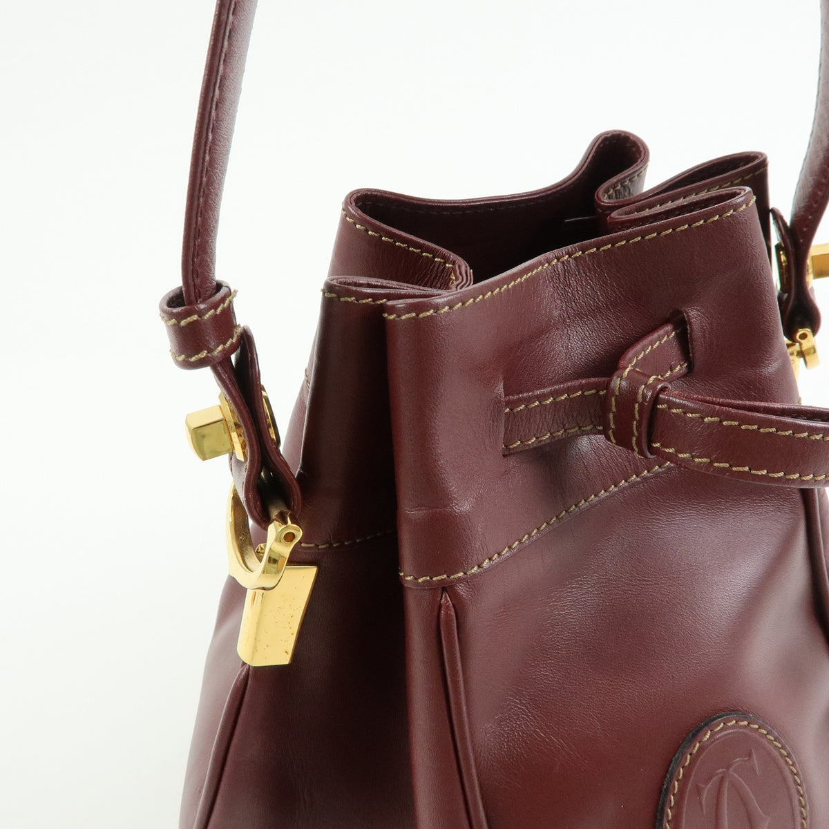 Cartier Must de Cartier Leather, Burgundy, Leather, Shoulder Bag