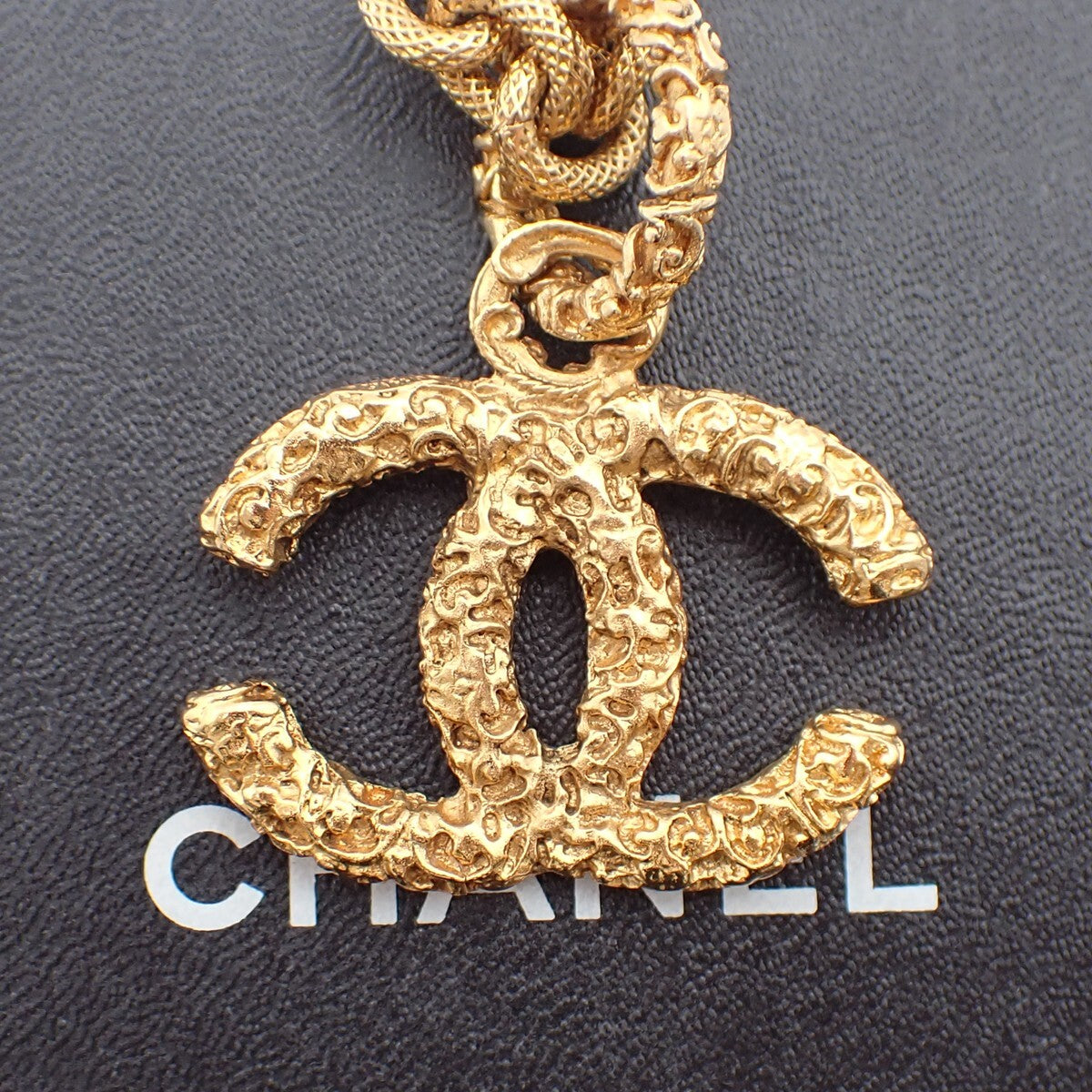 Chanel Vintage CC Logo Chain Charm Pendant Gold-plated, Gold, Gold Plated, Necklace