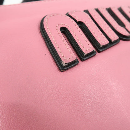 Miu Miu Logo Chain Clutch Shearling, Pink, Leather, Clutch