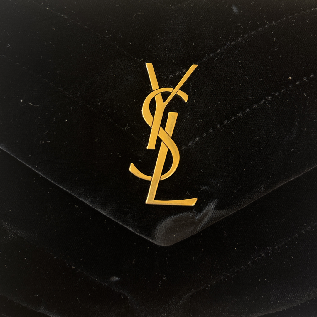 Saint Laurent LouLou Document Clutch Matelasse Chevron Leather, Black, Velvet, Handbag