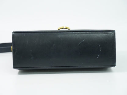 Salvatore Ferragamo Convertible Top Handle Leather, Navy, Leather, Handbag
