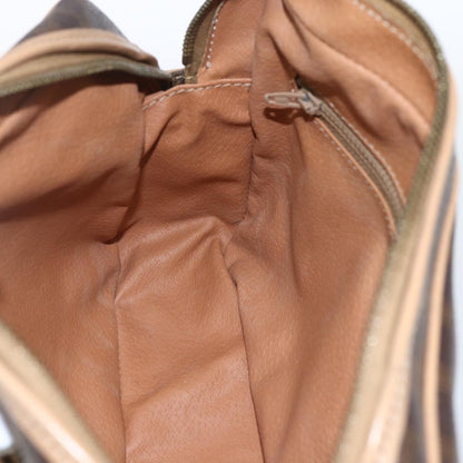 Celine Vintage Macadam Canvas and Leather, Brown, Canvas, Shoulder Bag