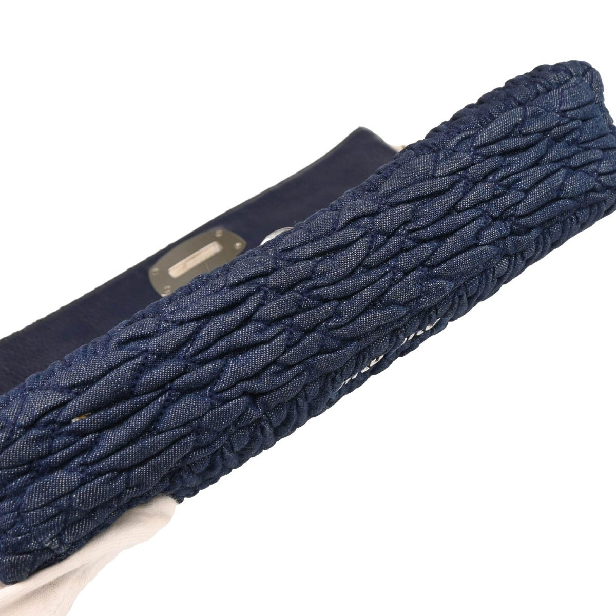 Miu Miu Crystal Clutch Matelasse Denim, Navy, Denim, Clutch