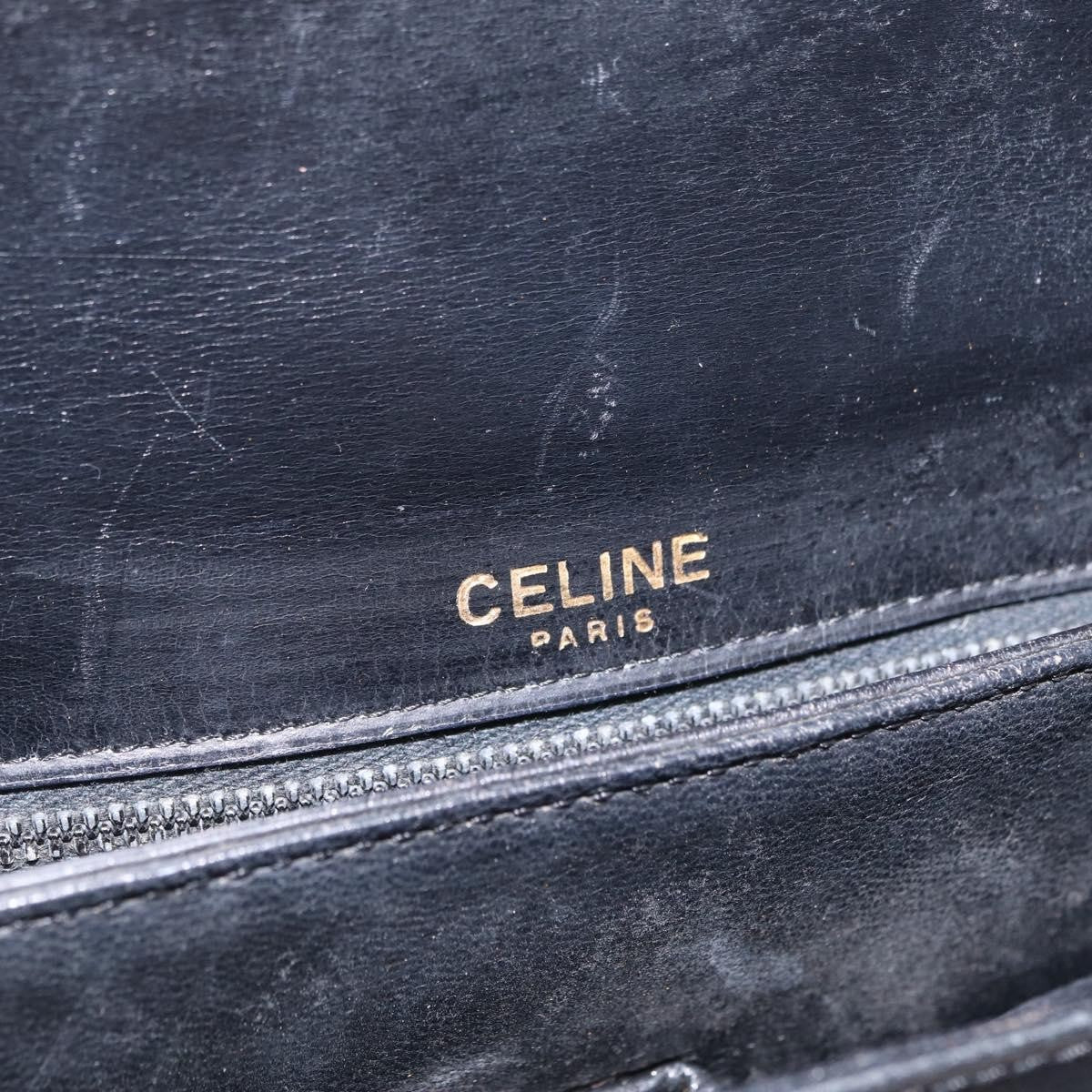 Celine Shoulder Leather, Black, Leather, Shoulder Bag