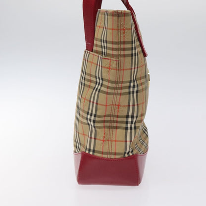 Burberry Nova Check Tote Canvas and Leather, Red, Canvas, Tote Bag