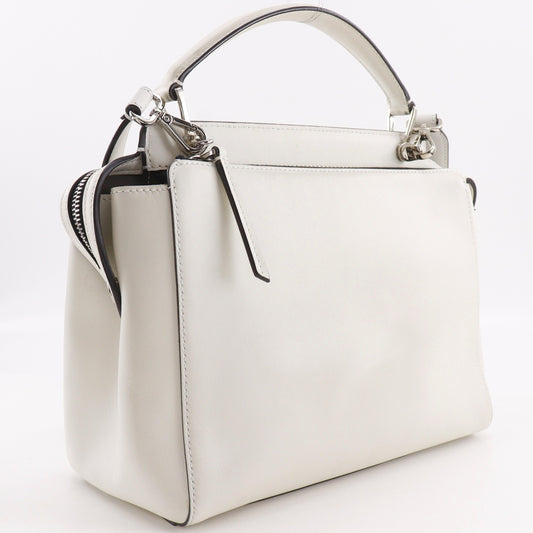Fendi DotCom Convertible Satchel Whipstitch Leather, White, Leather, Handbag