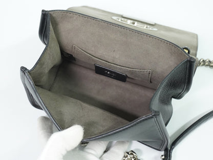 Fendi Kan I F Leather, Black, Leather, Shoulder Bag