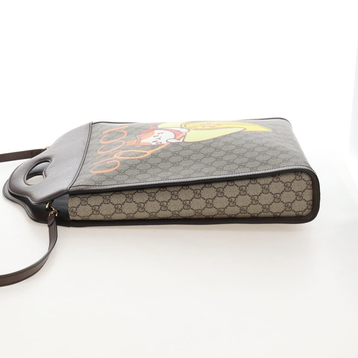 Gucci Cut Out Handle Printed GG Coated Canvas, Brown, Canvas, Tote Bag