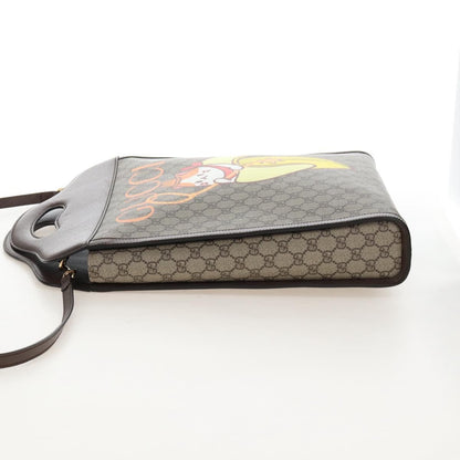 Gucci Cut Out Handle Printed GG Coated Canvas, Brown, Canvas, Tote Bag