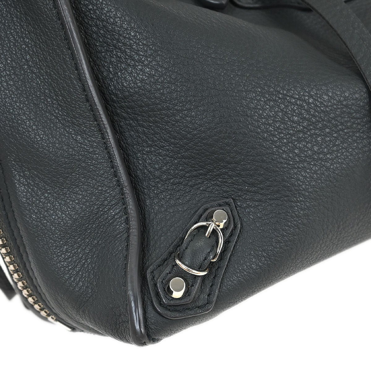 Balenciaga Papier A4 Zip Around Classic Studs Leather, Gray, Leather, Tote Bag