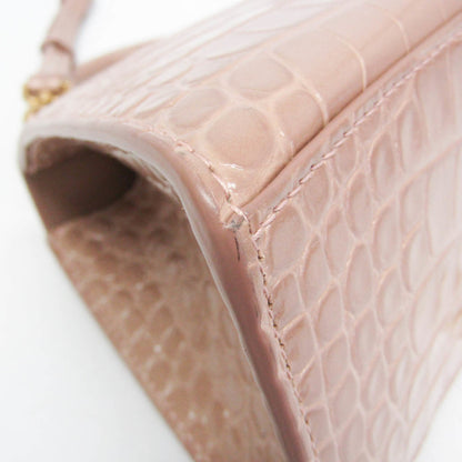Balenciaga Hourglass Crocodile Embossed, Pink, Leather, Handbag