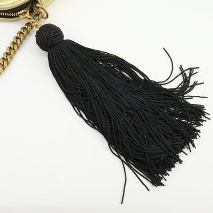 Saint Laurent Love Heart Tassel Chain Leather, Gold, Leather, Handbag