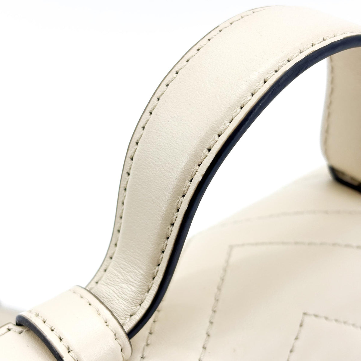 Gucci GG Marmont Top Handle Flap Matelasse Leather, White, Leather, Handbag