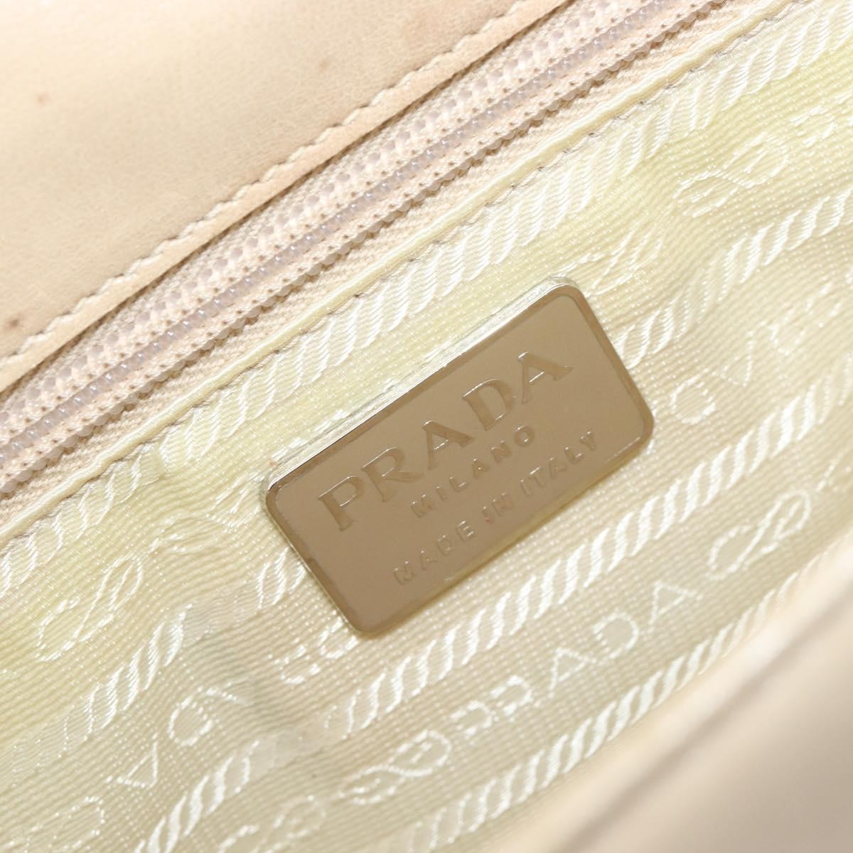 Prada Resin Chain Ruffle Flap Leather, Beige, Leather, Handbag