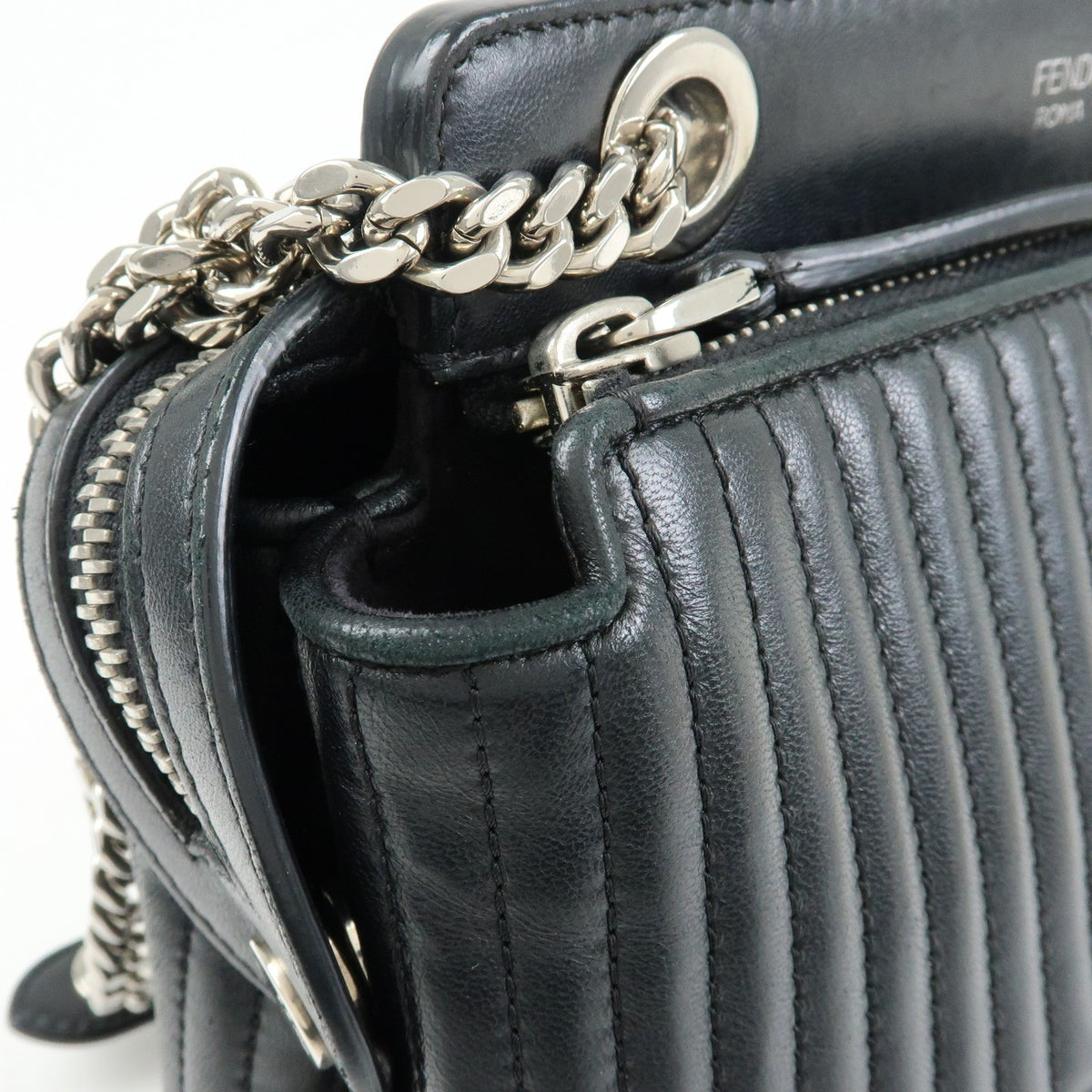 Fendi DotCom Click Quilted Leather, Black, Leather, Shoulder Bag