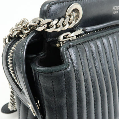 Fendi DotCom Click Quilted Leather, Black, Leather, Shoulder Bag
