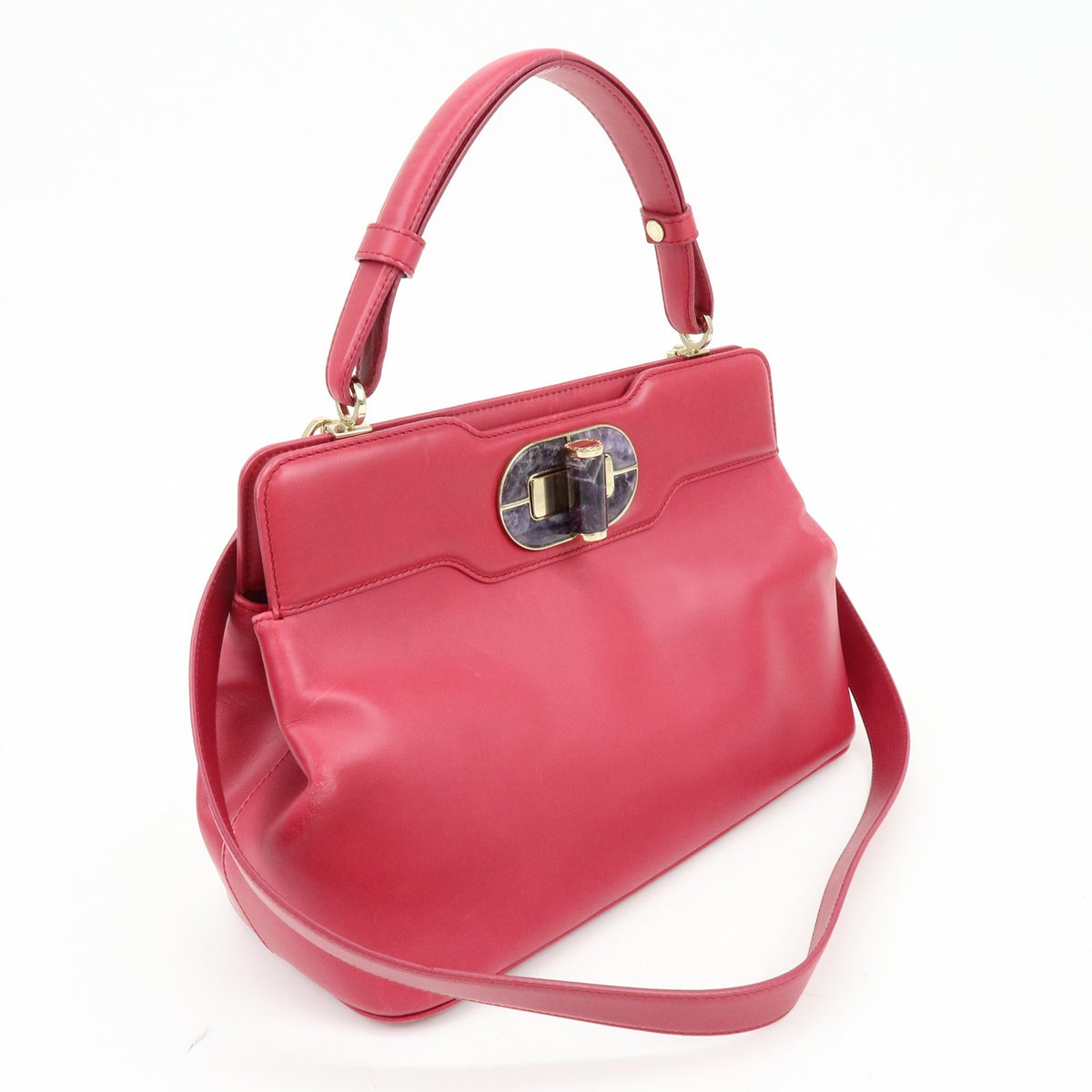 Bvlgari Isabella Rossellini Leather, Pink, Leather, Handbag